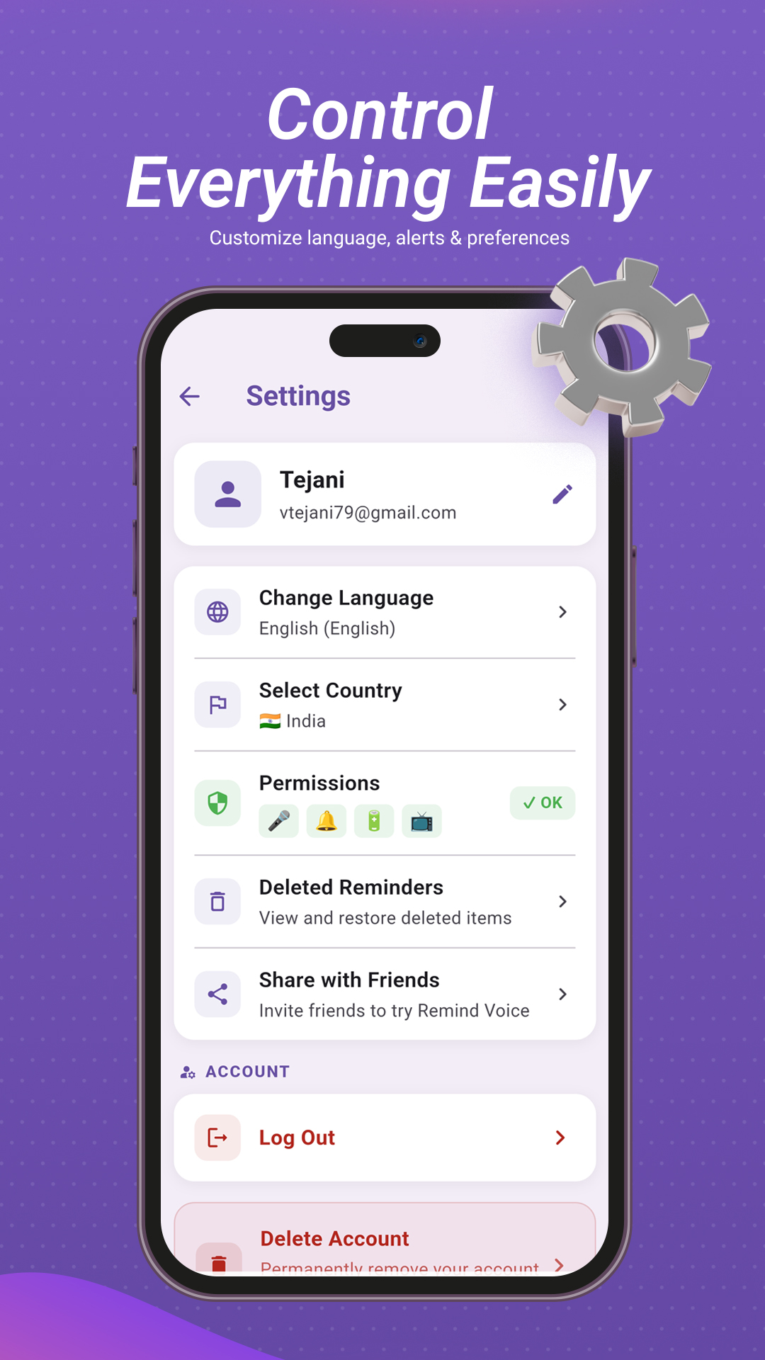 Control and Settings